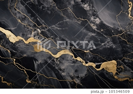 Abstract marbled background. Luxurious elegant black and grey marble stone texture, with gold details. Abstract marbled background. Luxurious elegant black and grey marble stone texture, with gold details. 105346509
