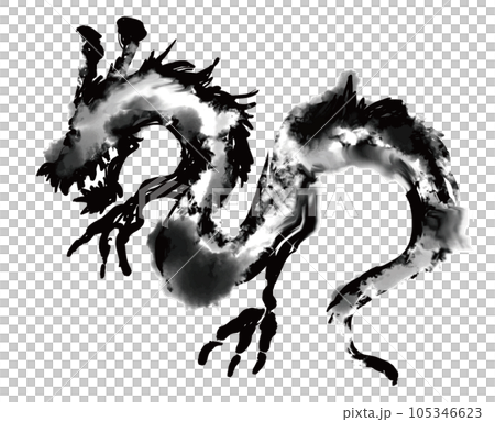 Dragon year New Year's card dragon dragon dragon Japanese style Japanese pattern handwritten silhouette Dragon year New Year's card dragon dragon dragon Japanese style Japanese pattern handwritten silhouette 105346623