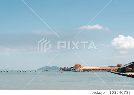 Georgetown sea and harbor view in Penang, Malaysia Georgetown sea and harbor view in Penang, Malaysia 105346758