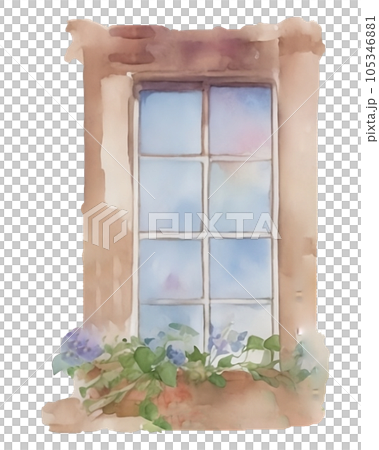 flower pot at window flower pot at window 105346881