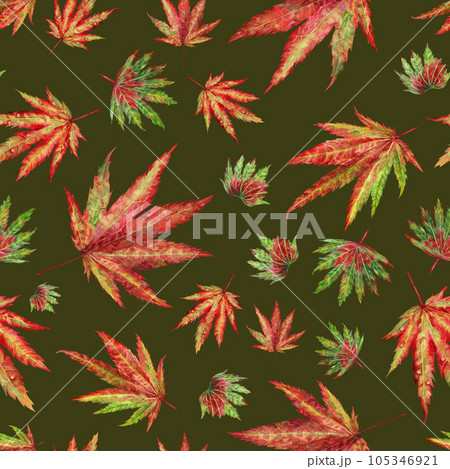 seamless pattern with orange maple leaves 105346921