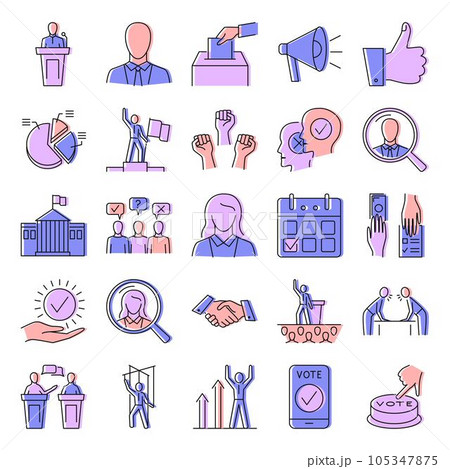 Politics and voting line icon set 105347875