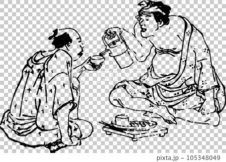 酒を酌み交わす男性たち 105348049