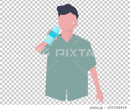 水を飲む男性。水分補給をする。ベクターイラスト 105348459
