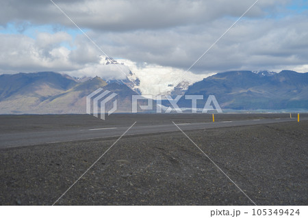 White snow mountains in Iceland islands in the summer season, Europe. Hills, nature landscape. Winter background. 105349424