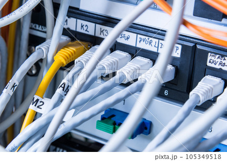 white patch cables connected to data switch white patch cables connected to data switch 105349518