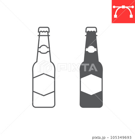 Beer bottle line and glyph icon, oktoberfest and alcohol drink, glass bottle vector icon, bottled beer vector graphics, editable stroke outline sign, eps 10. 105349693