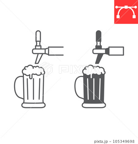 Beer tap line and glyph icon, oktoberfest and alcohol, beer crane vector icon, beer pour vector graphics, editable stroke outline sign, eps 10. 105349698