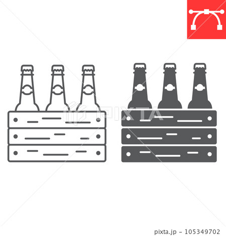 Beer box line and glyph icon, oktoberfest and alcohol drink, beer bottle vector icon, packaging beer vector graphics, editable stroke outline sign, eps 10. 105349702