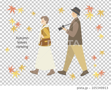 Autumn Illustration material of senior couple enjoying autumn leaves viewing vector Elderly couple Autumn Illustration material of senior couple enjoying autumn leaves viewing vector Elderly couple 105349913
