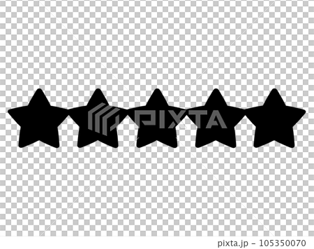 評価、グレード、ランクなどに使用する五つ星マークのイラスト素材 白黒 評価、グレード、ランクなどに使用する五つ星マークのイラスト素材 白黒 105350070