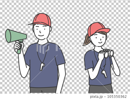 プールの監視員をする男性と女性 105350362