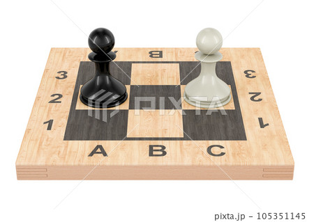 Two pawns on the chess board, confrontation concept. 3D rendering 105351145
