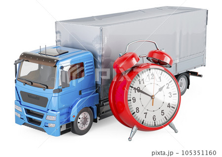 Truck with alarm clock, 3D rendering 105351160