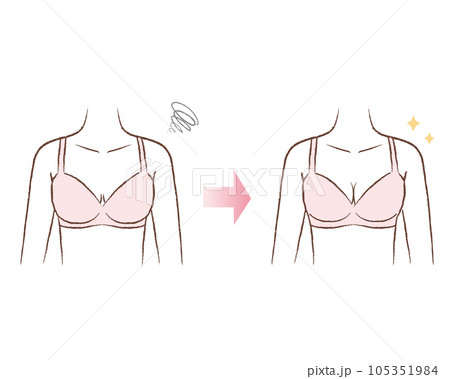 育乳 ブラジャーを着用している体のイラスト ビフォーアフター 育乳 ブラジャーを着用している体のイラスト ビフォーアフター 105351984