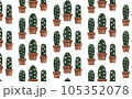 かわいい鉢植えサボテンのイラストパターン 105352078