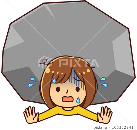 岩に押しつぶされる女性　イラスト素材 105352241
