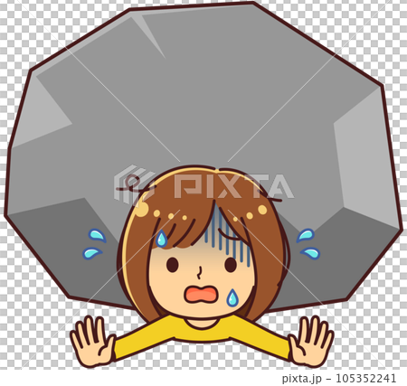 岩に押しつぶされる女性　イラスト素材 105352241