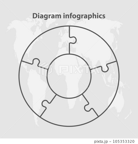 Diagram infographic for 5 steps, circle puzzle Diagram infographic for 5 steps, circle puzzle 105353320