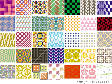 和風の柄シームレスなパターン　イラストレーター用パターン素材 105353442