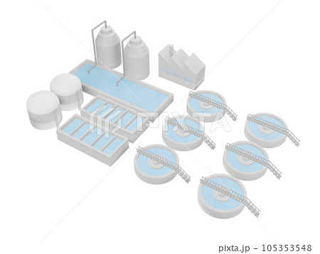 浄水場　下水処理場　アイソメトリック 105353548
