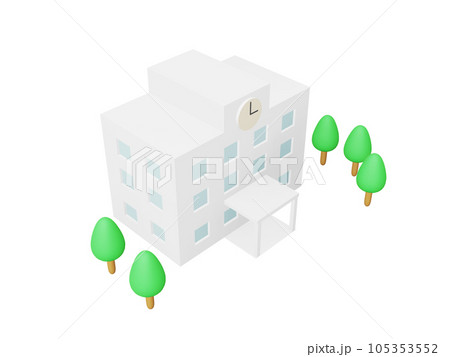 上から見た学校の立体的イラスト 105353552