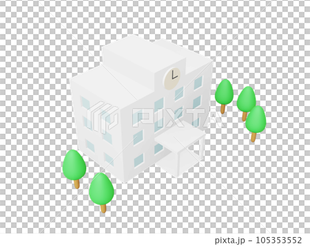 Three-dimensional illustration of a school seen from above 105353552