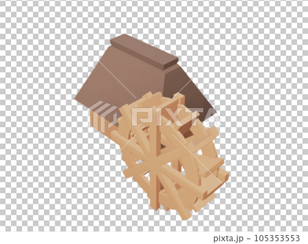 立体的な水車のイラスト 105353553