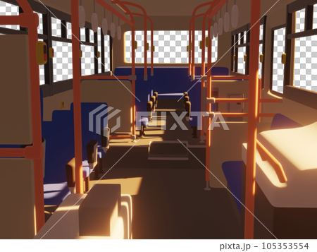 夕方のバス車内　3D 105353554