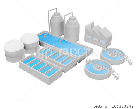 浄水場　下水処理場　アイソメトリック 105353848