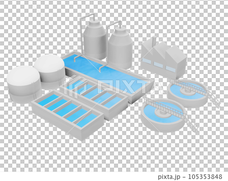Water purification plant sewage treatment plant isometric 105353848