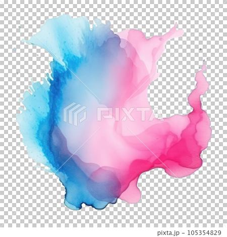 Blue pink watercolor stain isolated 105354829