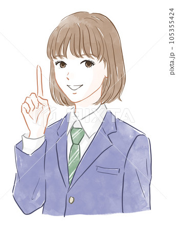 人差し指を立てる学生 人差し指を立てる学生 105355424