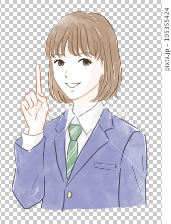 人差し指を立てる学生 人差し指を立てる学生 105355424