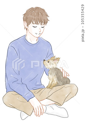 男性と犬 105355429