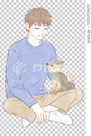 男性と犬 105355429
