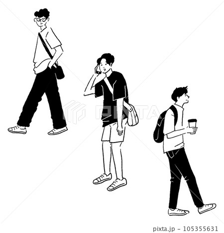 おしゃれな男性の線画ベクターイラスト 105355631