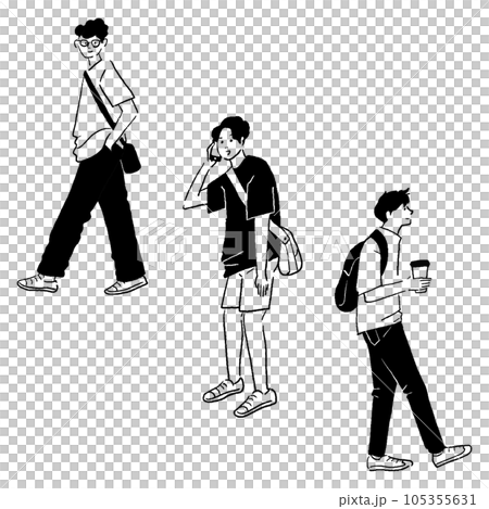 時尚男士的線條畫矢量圖 105355631