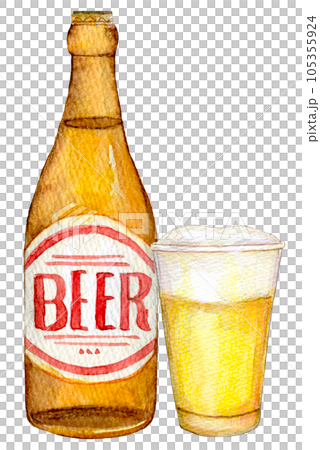 瓶ビール　生ビール　水彩イラスト　クラフトビール 105355924