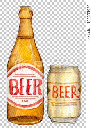 瓶ビール　生ビール　水彩イラスト　クラフトビール 105355925
