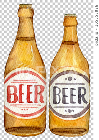 瓶ビール　生ビール　水彩イラスト　クラフトビール 105355926