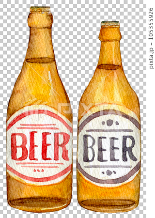 Bottled beer, draft beer, watercolor illustration, craft beer Bottled beer, draft beer, watercolor illustration, craft beer 105355926