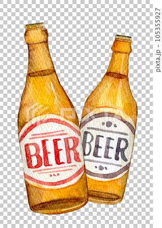 Bottled beer, draft beer, watercolor illustration, craft beer Bottled beer, draft beer, watercolor illustration, craft beer 105355927