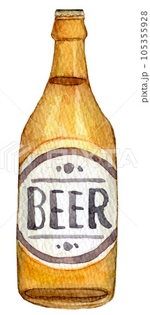 瓶ビール　生ビール　水彩イラスト　クラフトビール 105355928