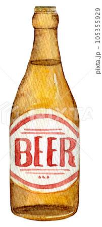 瓶ビール　生ビール　水彩イラスト　クラフトビール 105355929