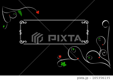 植物のフレームモノクロ 植物のフレームモノクロ 105356135