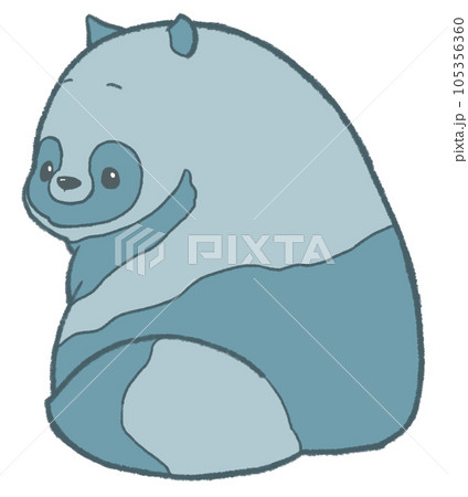 こちらを振り返るたぬき（青） 105356360