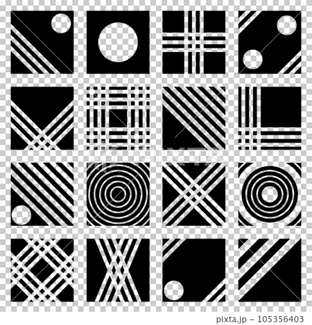 Set of Abstract Geometric Square Black and White Design Elements. Vector Art. 105356403