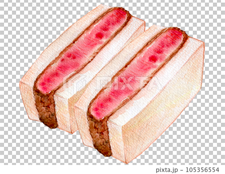 Cutlet sandwich watercolor illustration beef cutlet sandwich 105356554