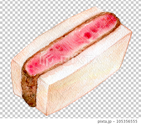カツサンド　水彩イラスト　ビーフカツサンド 105356555